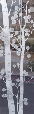 Handmade Sandblasted Frosted Glass Entry Insert for Semi-Private Featuring a Trees Design Birch by Sans Soucie