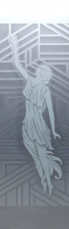 Door Glass Insert featuring Frosted Glass Design Etched Glass by Sans Soucie Art Glass with Custom Art Deco Design Everly 