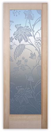 Interior Door with a Frosted Glass Floral Pattern Floral Design for Private by Sans Soucie Art Glass