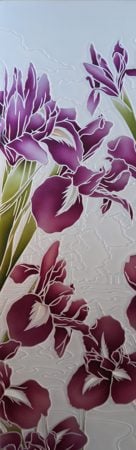 Door Glass Insert with a Frosted Glass Iris III Floral Design for Private by Sans Soucie Art Glass