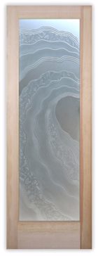 Custom-Designed Decorative Bathroom Door with Sandblast Etched Glass by Sans Soucie Art Glass Handcrafted by Glass Artists