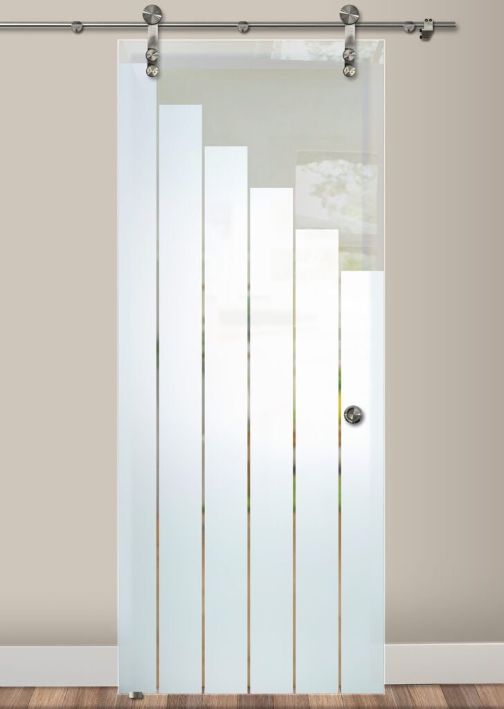 Towers Not Private 1D Positive Clear Glass Barn Door Frosted Glass Sliding Barn Door Sans Soucie