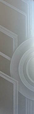 Art Glass Interior Insert Featuring Sandblast Frosted Glass by Sans Soucie for Semi-Private with Geometric Sun Odyssey II Design