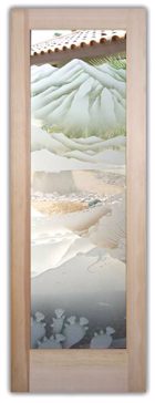 Semi-Private Interior Door with Sandblast Etched Glass Art by Sans Soucie Featuring Desert Lizard & Pear Cactus Desert Design