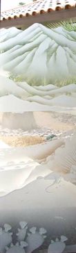 Semi-Private Interior Insert with Sandblast Etched Glass Art by Sans Soucie Featuring Desert Lizard & Pear Cactus Desert Design