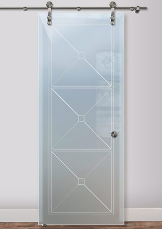 Glass Barn Door with sandblast Frosted Glass Design Art Glass Featuring Sandblast Etched Glass by Sans Soucie