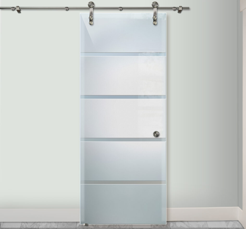 Barn door style with private frosted glass design