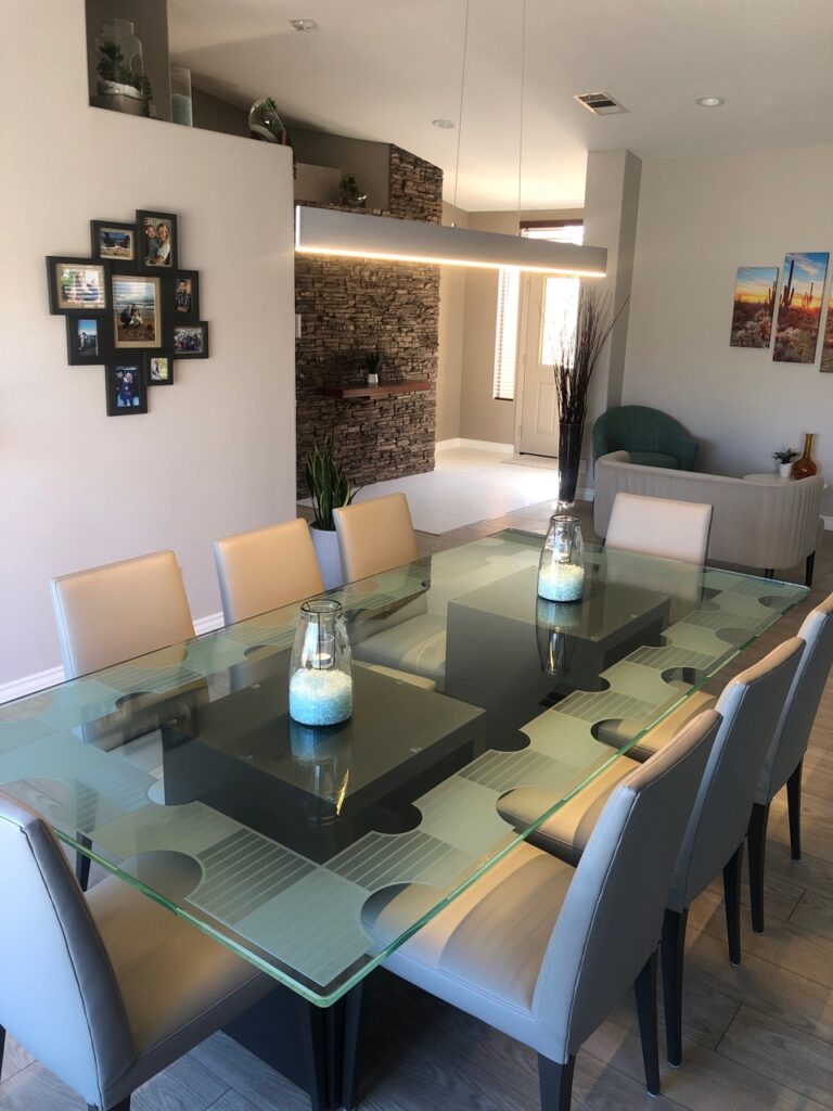 frosted glass dining table