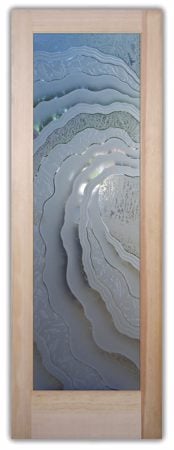 Pantry Door with a sandblast Frosted Glass Oceanic Design Custom-Designed Decorative Etched Glass