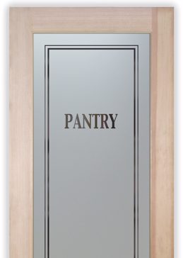 Custom-Designed Decorative Pantry Door with Sandblast Etched Glass by Sans Soucie Art Glass Handcrafted by Glass Artists