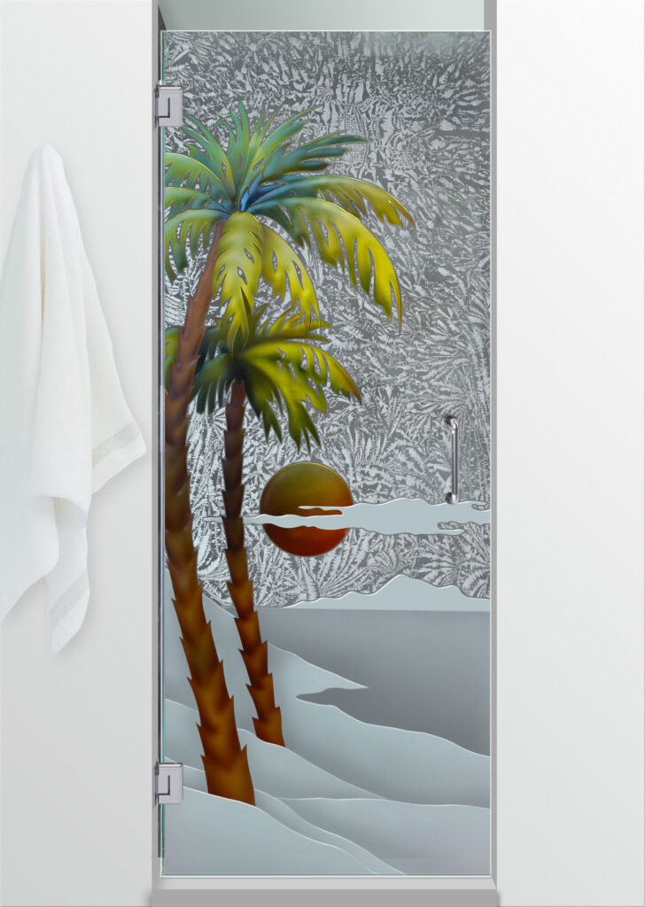 Modern bathroom featuring frosted glass shower doors as a stylish shower door glass replacement solution 2