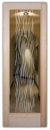 Front Door featuring Frosted Glass Design Etched Glass by Sans Soucie Art Glass with Custom Patterns Design Drift