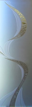 Door Glass Insert with a Frosted Glass Ribbon Reflection  Geometric Design for Semi-Private by Sans Soucie Art Glass