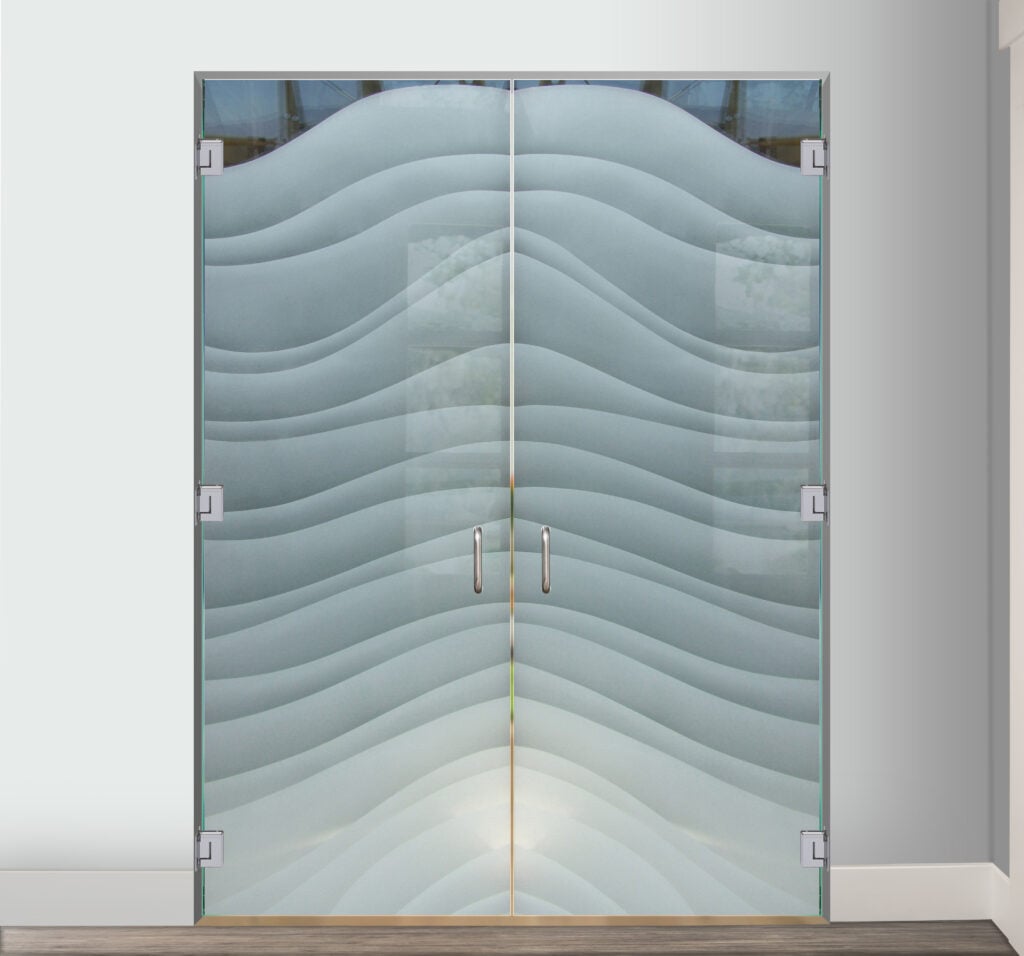 Dreamy Waves Semi-Private 2D Clear Glass Finish Interior Glass Doors Frameless Glass Doors Sans Soucie