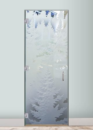 Interior Glass Door with Frosted Glass Tree Pine Trees Design by Sans Soucie