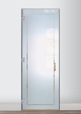 Art Glass Interior Glass Door Featuring Sandblast Frosted Glass by Sans Soucie for Semi-Private with Borders Pinstripe Border Design