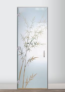 Interior Glass Door with a Frosted Glass Bamboo Forest Asian Design for Semi-Private by Sans Soucie Art Glass