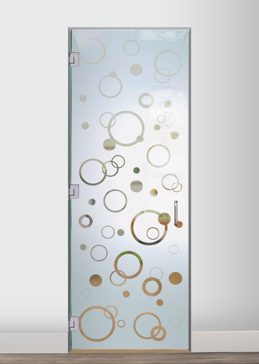 Semi-Private Interior Glass Door with Sandblast Etched Glass Art by Sans Soucie Featuring Circularity Geometric Design