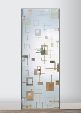 Interior Glass Door with a Frosted Glass Cross Bars Geometric Design for Semi-Private by Sans Soucie Art Glass
