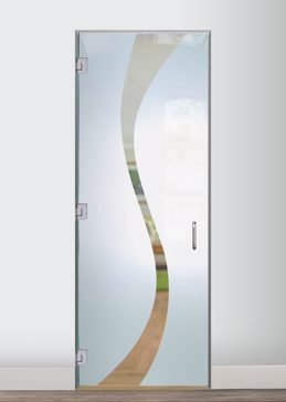 Interior Glass Door with a Frosted Glass Curvature Geometric Design for Semi-Private by Sans Soucie Art Glass