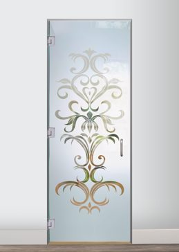 Interior Glass Door with Frosted Glass Traditional Demure Scrolls Design by Sans Soucie