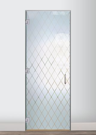 Interior Glass Door with a Frosted Glass Diamond Grid Patterns Design for Semi-Private by Sans Soucie Art Glass