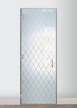 Interior Glass Door with a Frosted Glass Diamond Grid Patterns Design for Semi-Private by Sans Soucie Art Glass