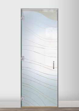 Semi-Private Interior Glass Door with Sandblast Etched Glass Art by Sans Soucie Featuring Dreamy Waves Abstract Design