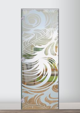 Interior Glass Door with Frosted Glass Abstract Feathers Design by Sans Soucie