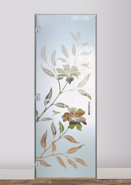 Custom-Designed Decorative Interior Glass Door with Sandblast Etched Glass by Sans Soucie Art Glass Handcrafted by Glass Artists