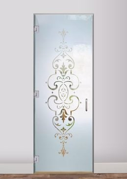 Semi-Private Interior Glass Door with Sandblast Etched Glass Art by Sans Soucie Featuring Isabelle Traditional Design