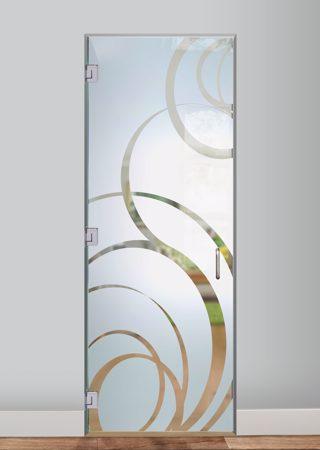 Interior Glass Door featuring Frosted Glass Design Etched Glass by Sans Soucie Art Glass with Custom Geometric Design Motion