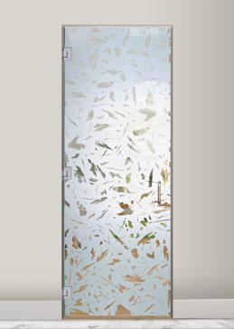 Interior Glass Door with a Frosted Glass Spatter Patterns Design for Semi-Private by Sans Soucie Art Glass