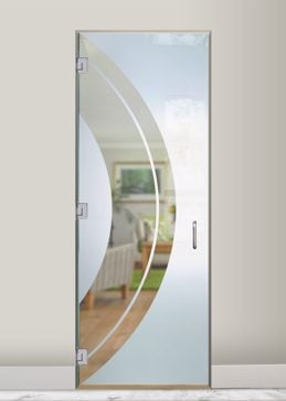 Interior Glass Door with a Frosted Glass Sphere Geometric Design for Semi-Private by Sans Soucie Art Glass