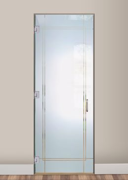 Handmade Sandblasted Frosted Glass Interior Glass Door for Semi-Private Featuring a Borders Design Ultra Border by Sans Soucie