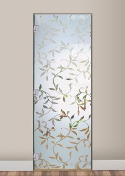 Handmade Sandblasted Frosted Glass Interior Glass Door for Semi-Private Featuring a Foliage Design Vines by Sans Soucie