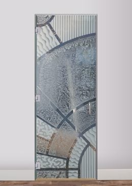 Interior Glass Door with a Frosted Glass Matrix Arcs Geometric Design for Semi-Private by Sans Soucie Art Glass