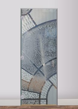 Interior Glass Door with a Frosted Glass Matrix Arcs Geometric Design for Not Private by Sans Soucie Art Glass