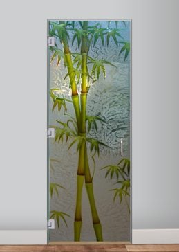 Interior Glass Door with Frosted Glass Asian Bamboo Shoots Design by Sans Soucie