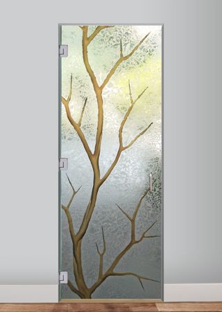 Interior Glass Door with a Frosted Glass Branch Out Tree Design for Semi-Private by Sans Soucie Art Glass