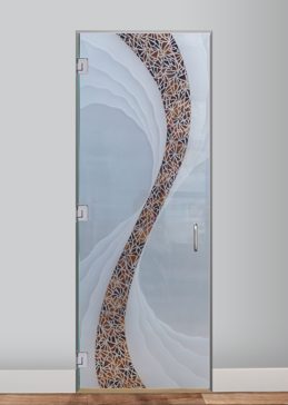 Art Glass Interior Glass Door Featuring Sandblast Frosted Glass by Sans Soucie for Private with Abstract Cyclone Design