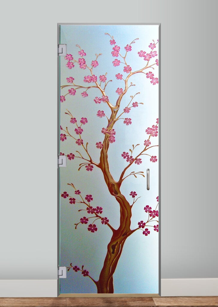 frosted glass doors artistic unique decorative glass designs sans soucie delicate cherry blossom