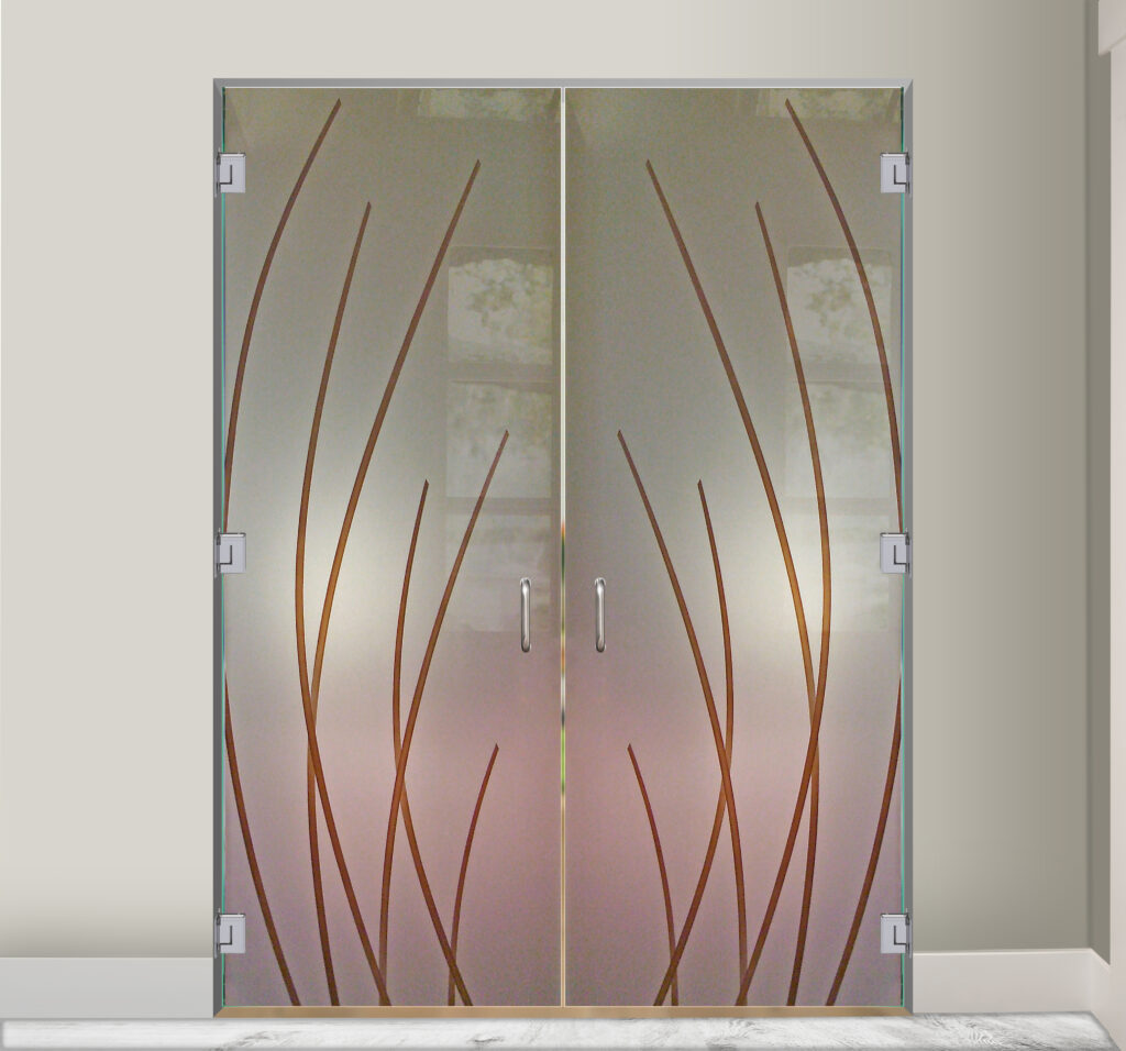 Sleek Arcs Private 3D Enhanced Painted Frosted Glass Interior Doors Frameless Glass Door Modern Style Sans Soucie