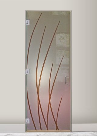Shower Door with a sandblast Frosted Glass Geometric Design Custom-Designed Decorative Etched Glass