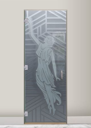 Interior Glass Door featuring Frosted Glass Design Etched Glass by Sans Soucie Art Glass with Custom Art Deco Design Everly 