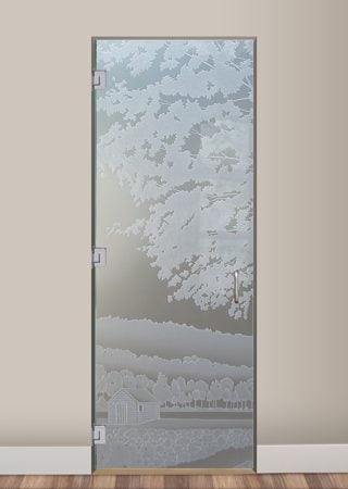 Interior Glass Door with Frosted Glass Landscapes Log Cabin Design by Sans Soucie