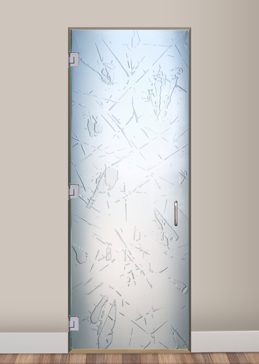 Interior Glass Door with a Frosted Glass Spatter Patterns Design for Private by Sans Soucie Art Glass