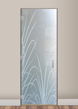 Interior Glass Door with Frosted Glass Foliage Wispy Reeds Design by Sans Soucie