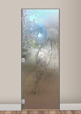 Frameless Glass Door Interior with a Frosted Glass High Tide - Cast Glass CGI 033 Interior Patterns Design for Semi-Private by Sans Soucie Art Glass