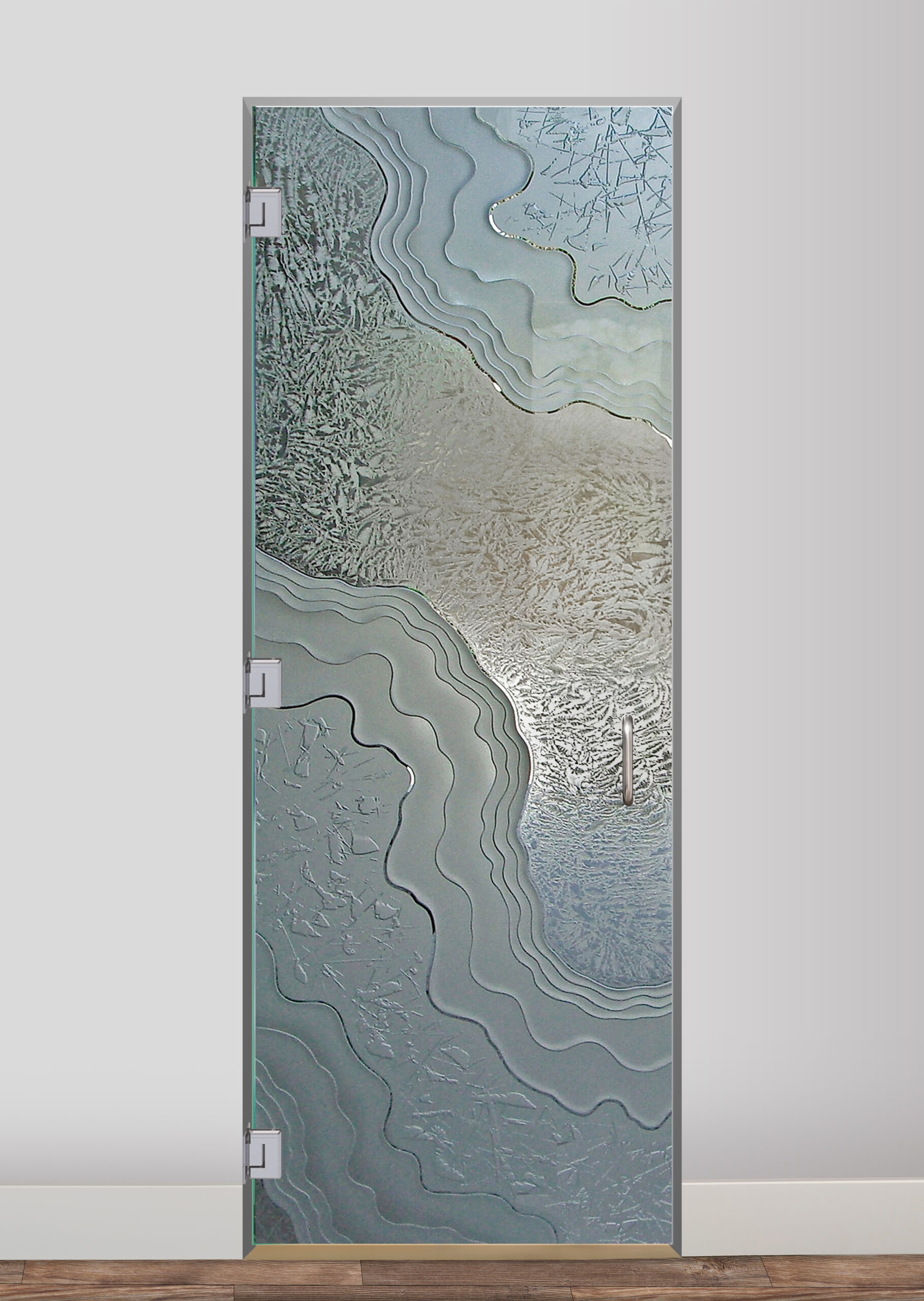 Glass shower door Metamorphosis frosted glass design by sans soucie